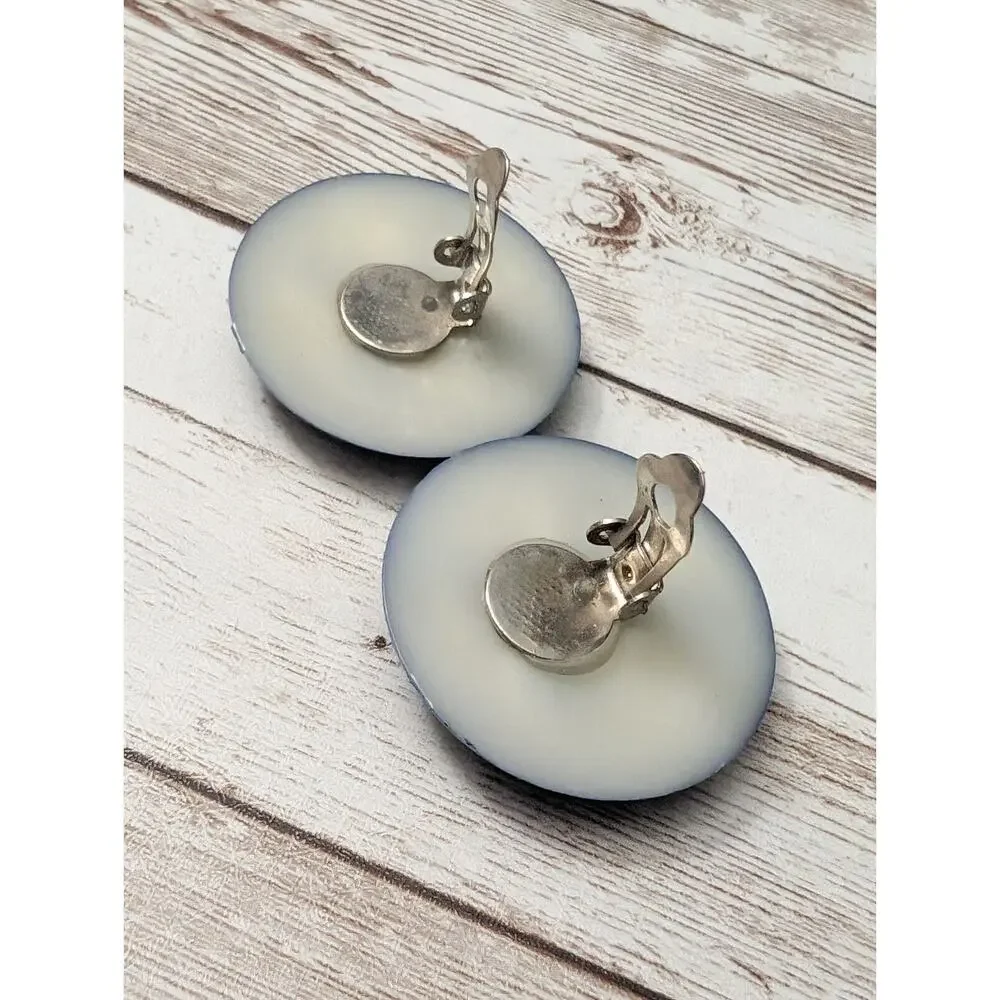Vintage Clip On Earrings - 1 & 3/8